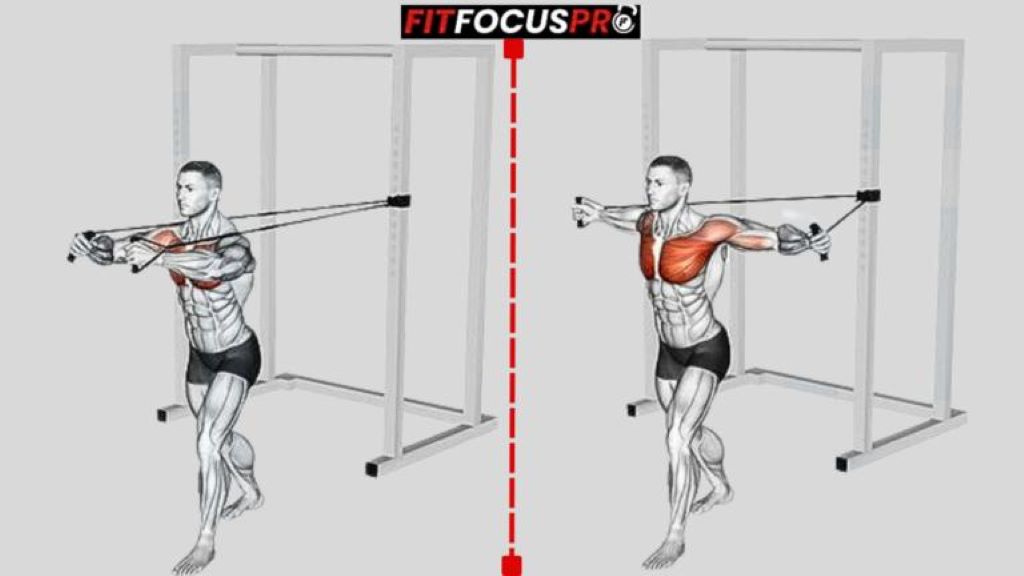 Exercice de musculation pour les pectoraux : Écarté à la poulie (Cable Fly). Cet exercice isole les pectoraux et favorise une bonne contraction musculaire grâce aux câbles.